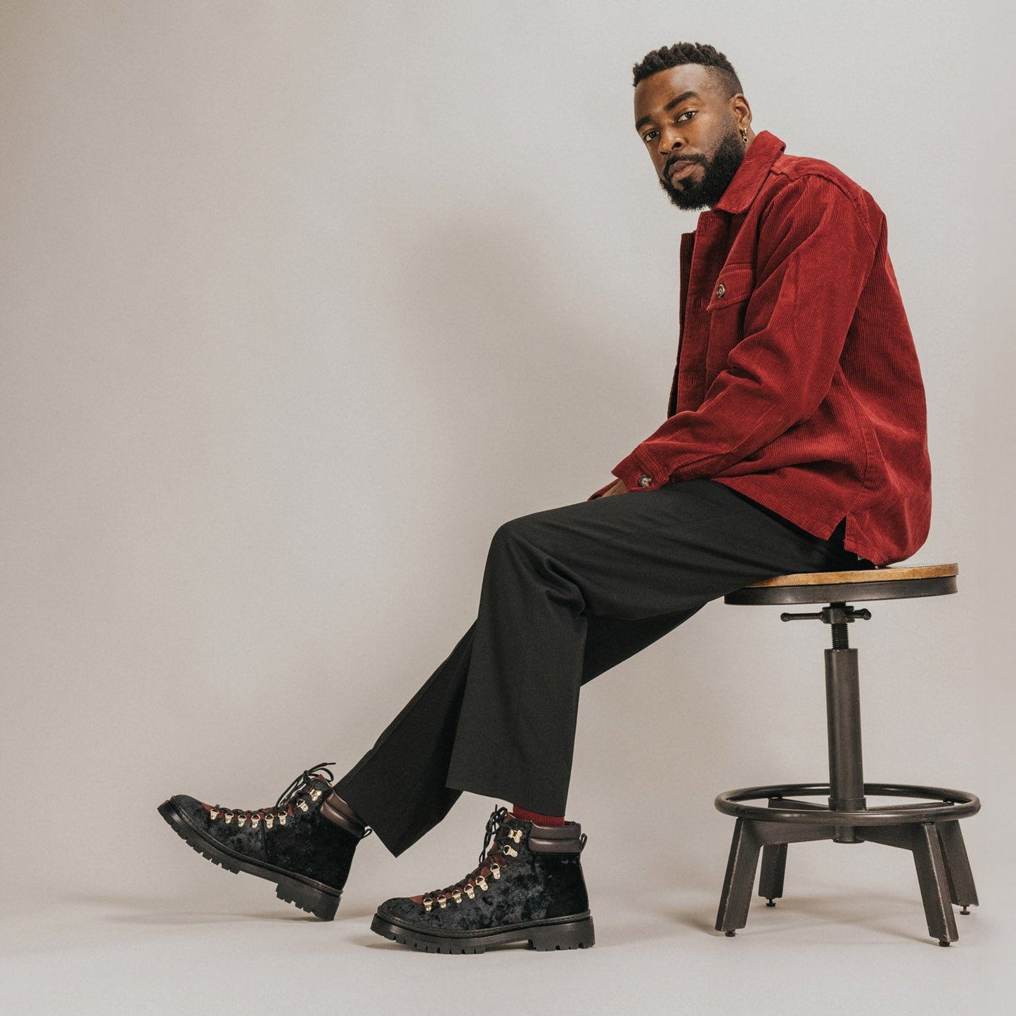 The Viking Boot in Black Velour (Last Chance, Final Sale)